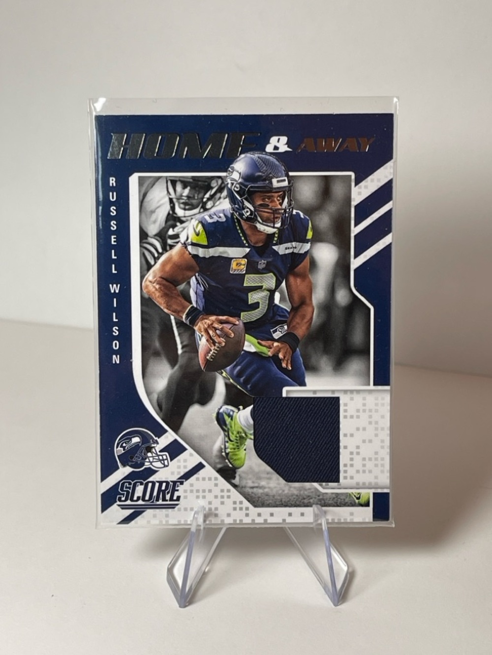 2018 Score "Home & Away" Materials football trading card of Russell Wilson